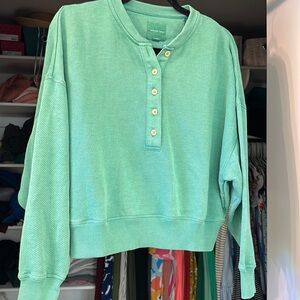 Green American Eagle Henley style shirt but with feminine touches